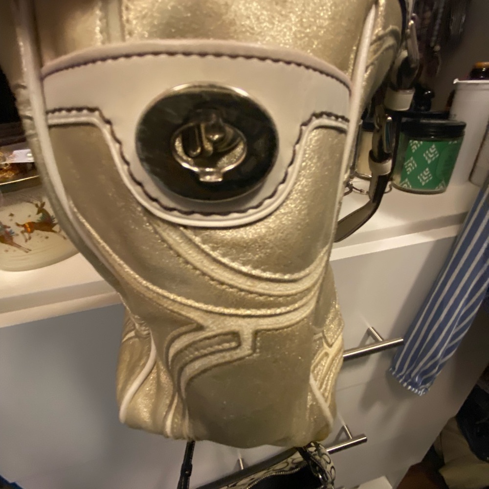 White / Gold beautiful Coach initial bag